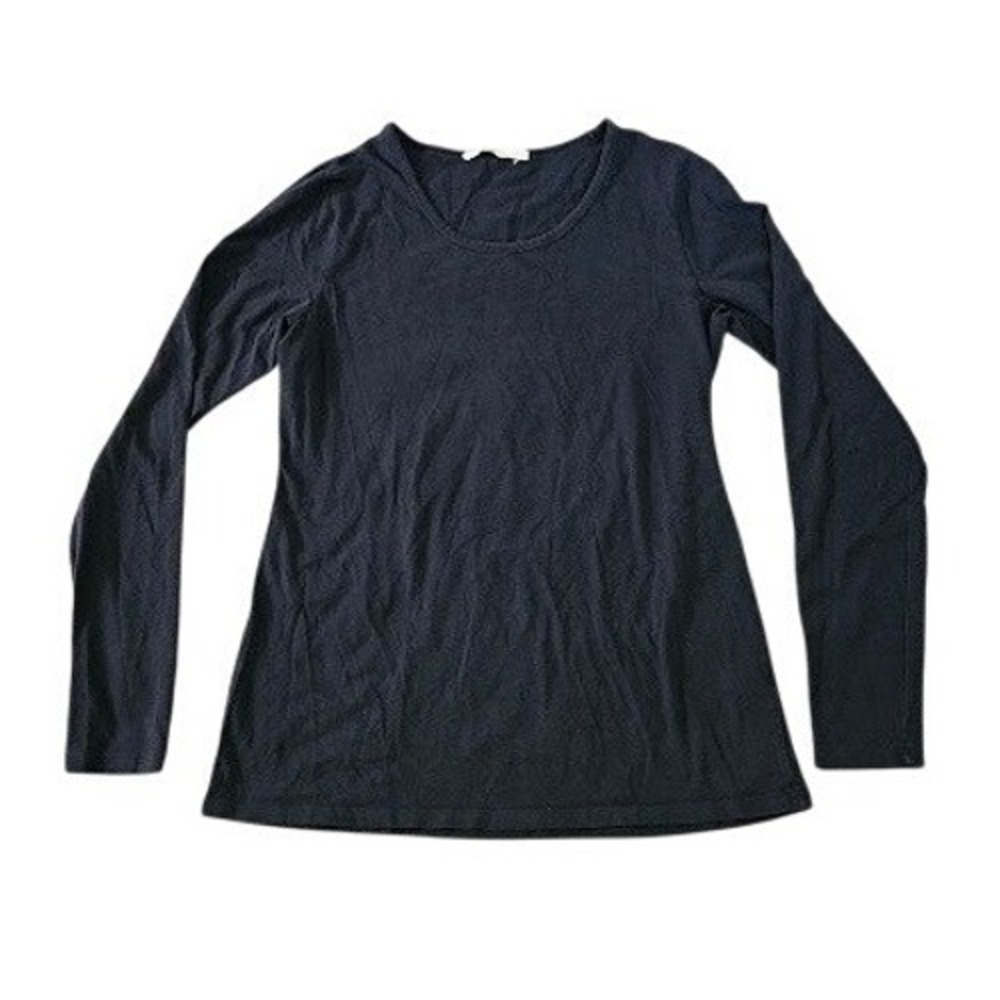Peruvian Connection Top Women Large Black Pima Cotton Scoop Neck Long Sleeve